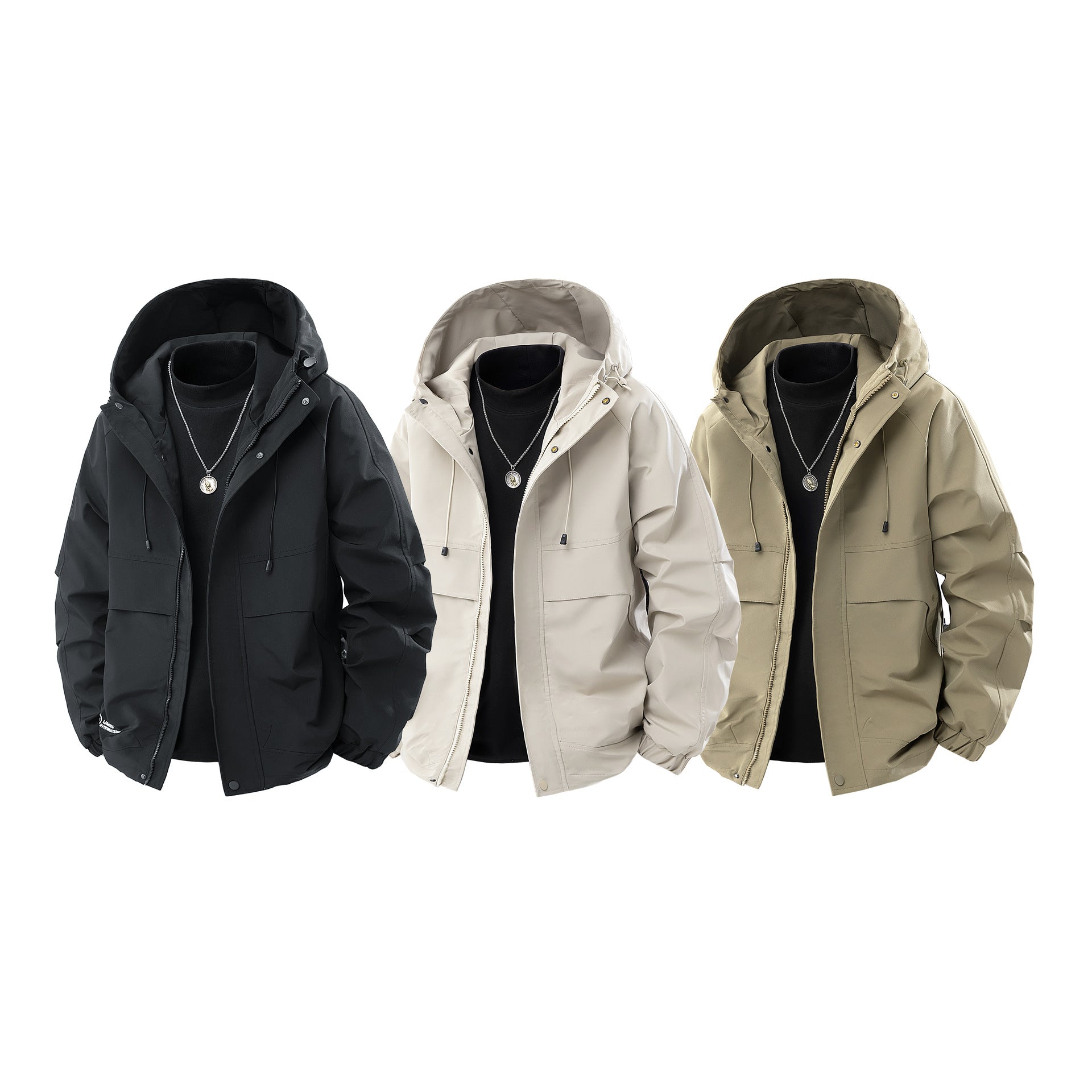 Men's Water-Repellent Urban Parka Jacket with Adjustable Hood and Multifunctional Pockets Chichicherry
