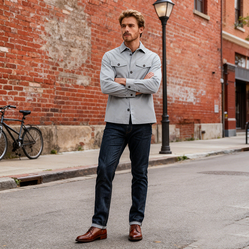 Men's overshirt made of cotton twill with patch chest pockets Chichicherry