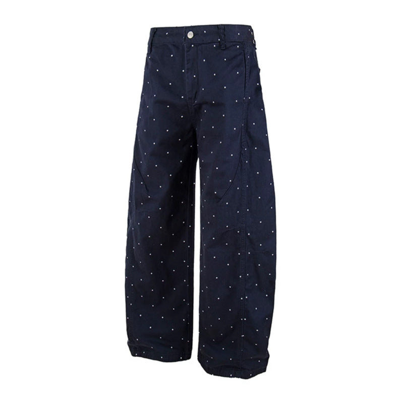 Women's High-Waist Palazzo Pants in Culotte Style with Wide Leg and Subtle Dot Pattern Chichicherry
