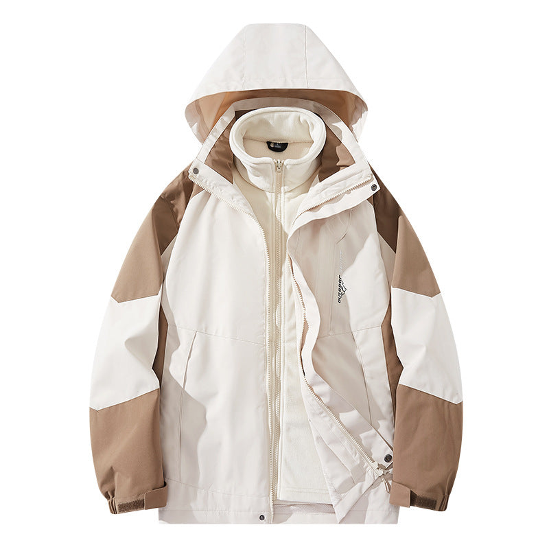 Men's water-repellent two-layer trekking jacket with removable fleece inner jacket and hood Chichicherry
