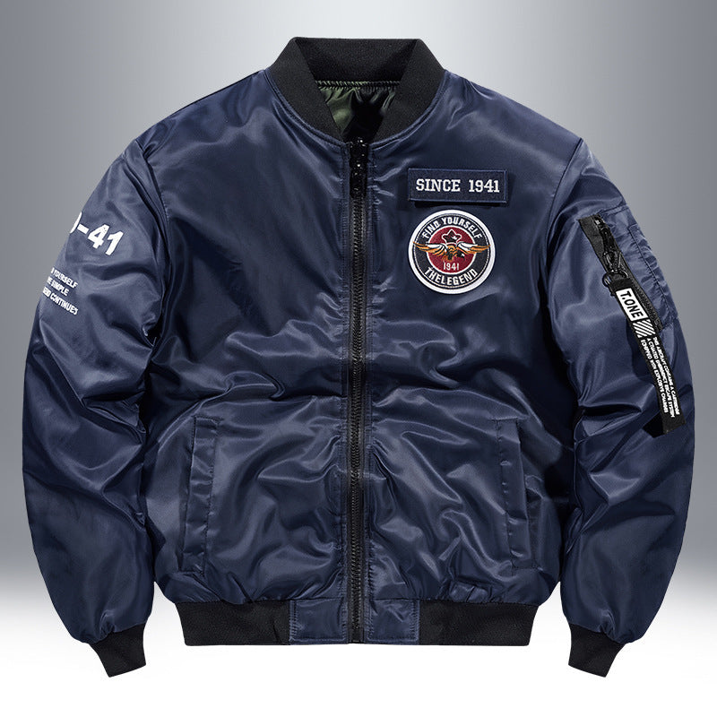 Men's pilot bomber jacket with patch details, nylon shell and arm pocket Chichicherry