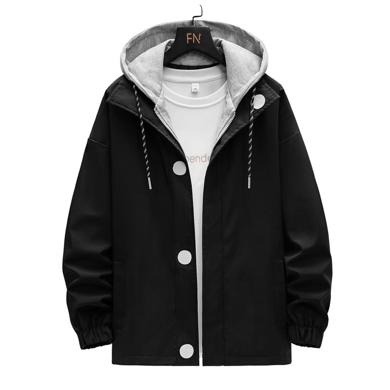 Men's two-layer hooded overlay jacket with contrasting inner hood and elastic cuffs Chichicherry