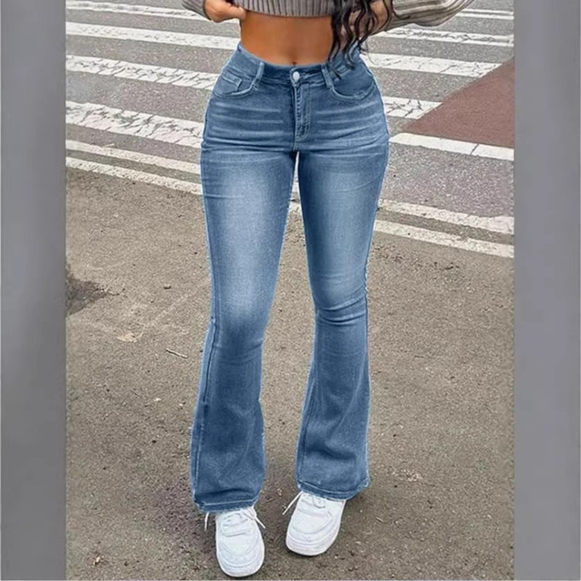 Women's high-waisted bootcut jeans with sculpting hip band Chichicherry