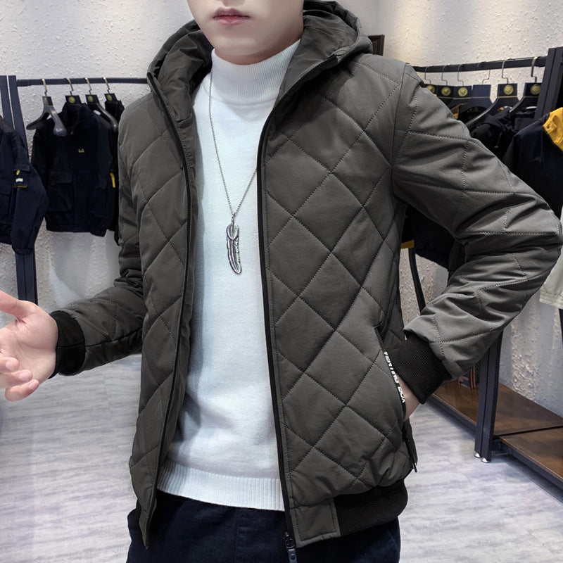 Men's quilted hooded jacket in slim fit with diamond quilting and thermal insulation Chichicherry