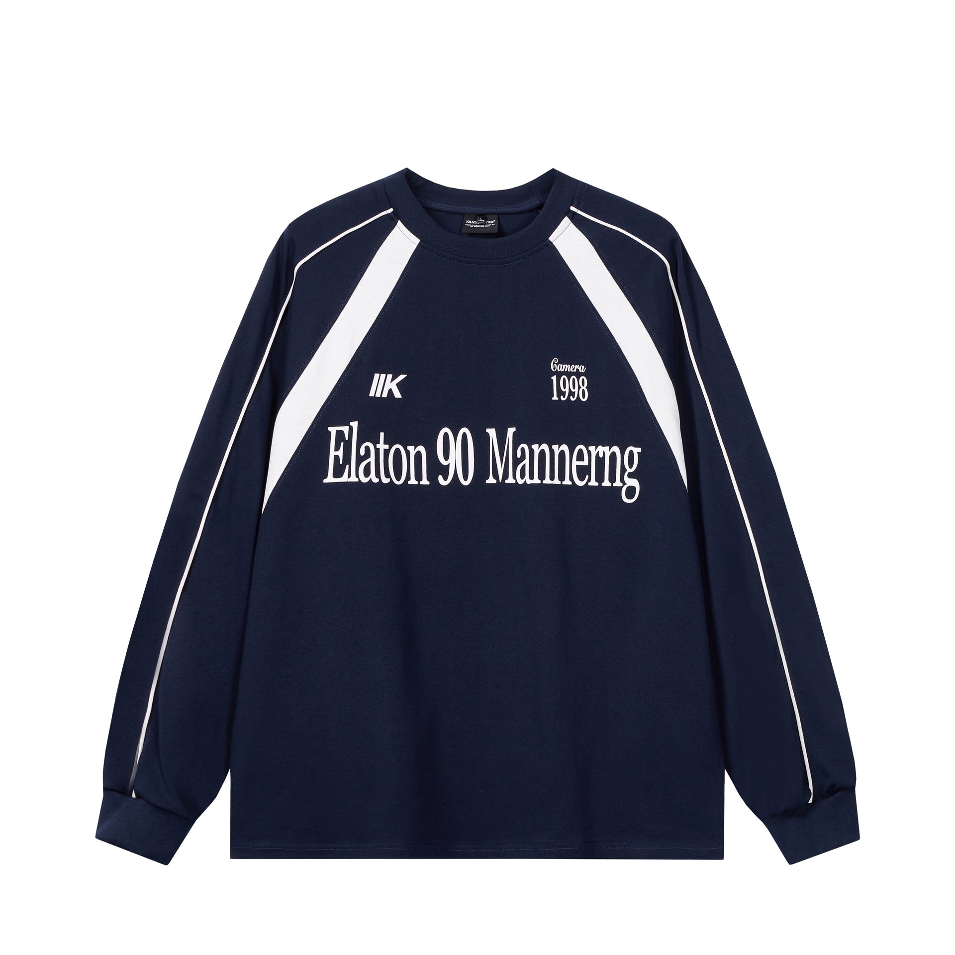 Unisex Oversize Sweatshirt in Retro Sports Style with Raglan Sleeves and Contrast Piping Chichicherry