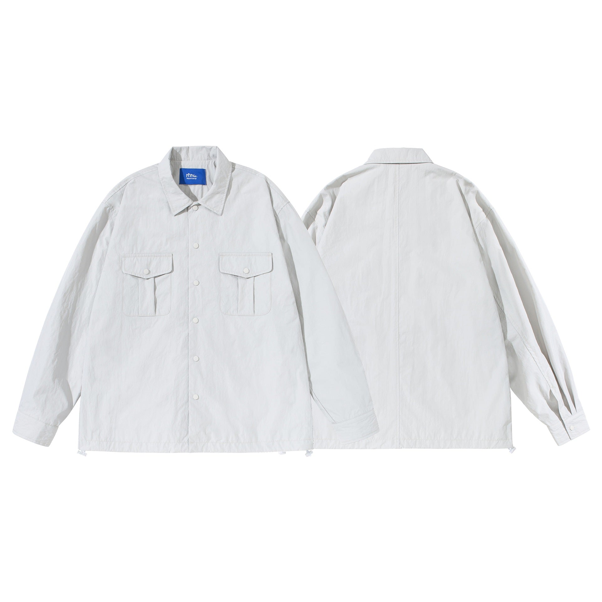 Unisex Oversize shirt jacket with snap button placket and flap pockets Chichicherry
