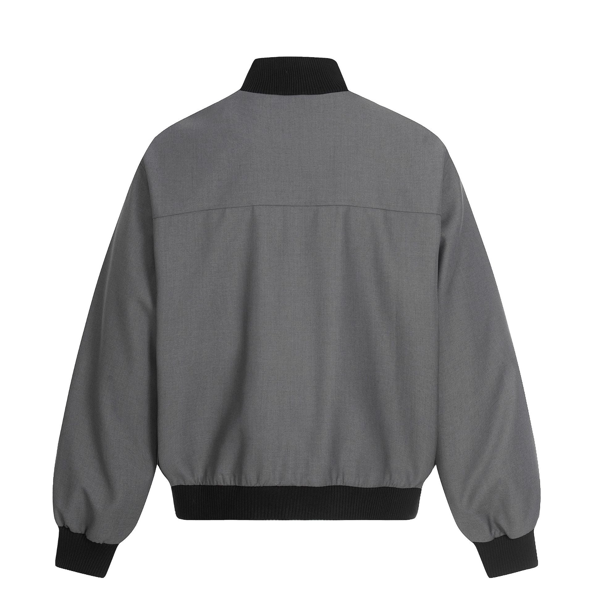 Unisex Short Boxy Bomber Jacket with Concealed Zip Front and High Ribbed Collar Chichicherry