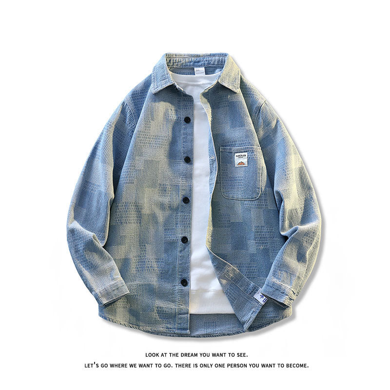 Men's Structured Overshirt Jacket in Cord with Patch Chest Pocket Chichicherry