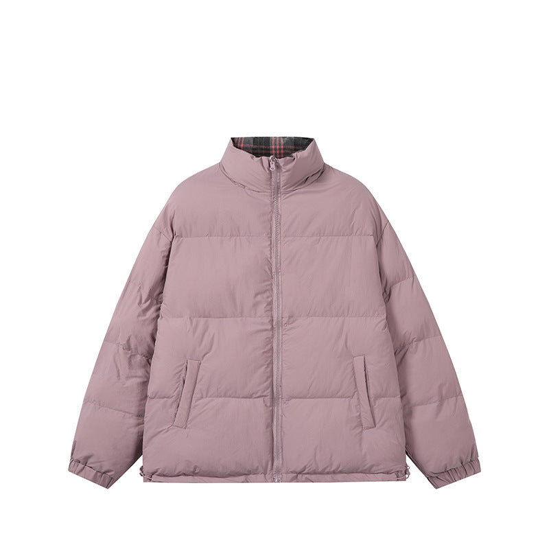 Unisex Boxy-Short Parka with quilted insulation, drawstring hem and plaid lined collar Chichicherry