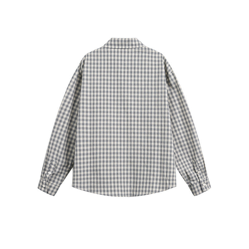 Unisex Checkered Relaxed Button Shirt made of Brushed Cotton with Chest Pocket Chichicherry