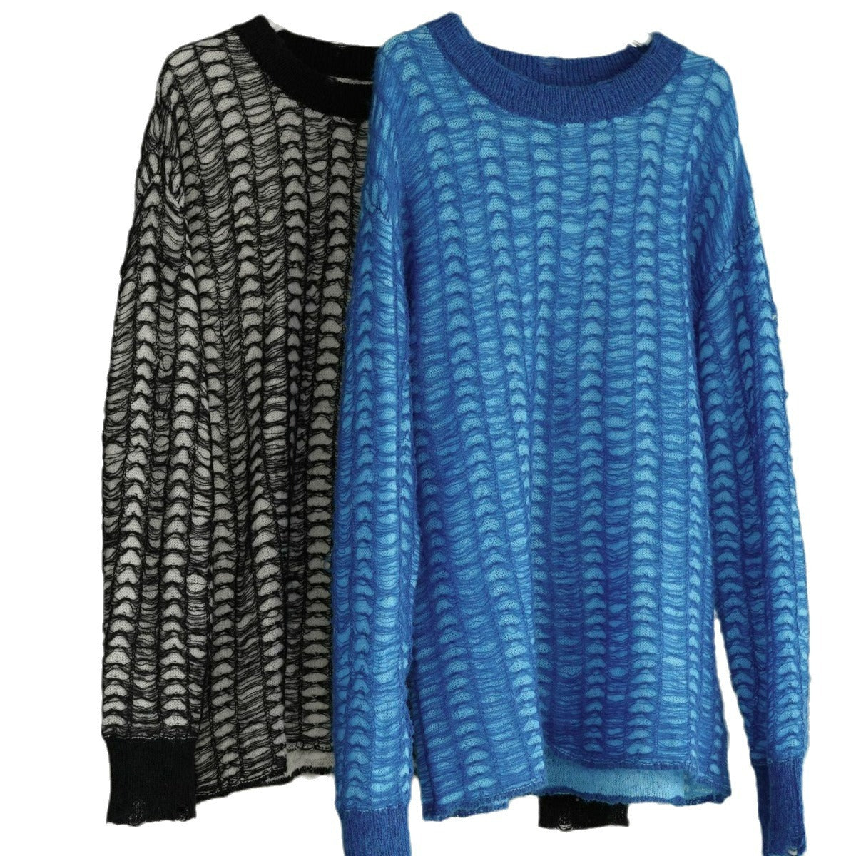 Women Oversize Mesh Knit Mini Dress in Mohair Look Chichicherry