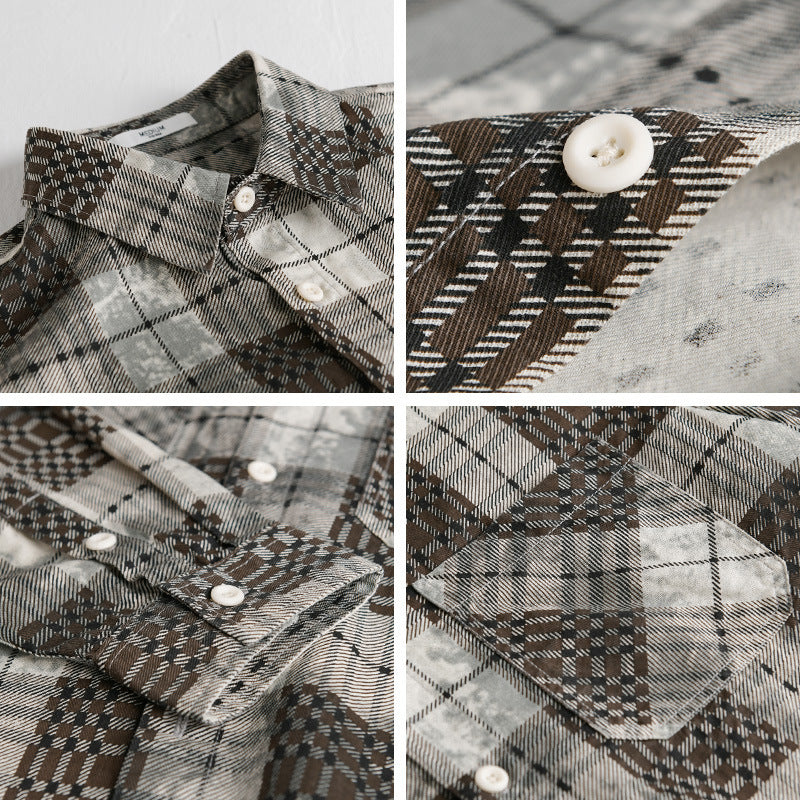 Men's plaid flannel shirt with patch chest pockets and relaxed fit Chichicherry