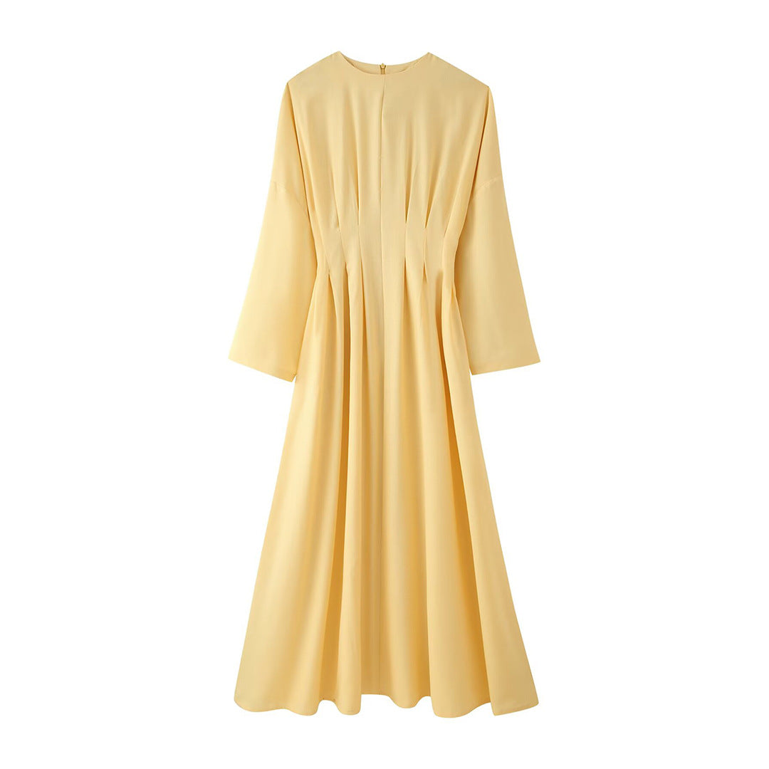 Women's maxi dress with pleated waist, wide skirt and dropped sleeves Chichicherry