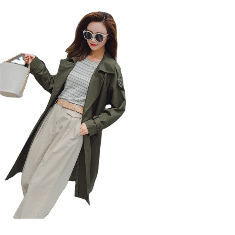Women Mid-length Trench Coat with figure-flattering tie belt and adjustable cuffs Chichicherry