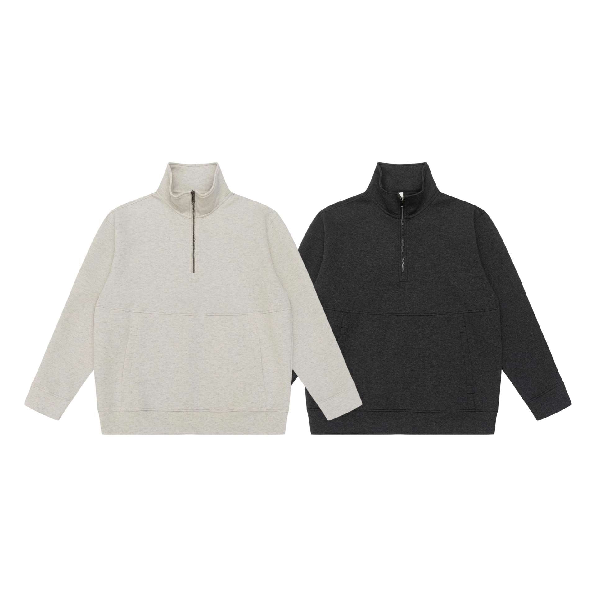 Unisex half-zip sweatshirt with high standing collar, kangaroo pocket and boxy cut Chichicherry