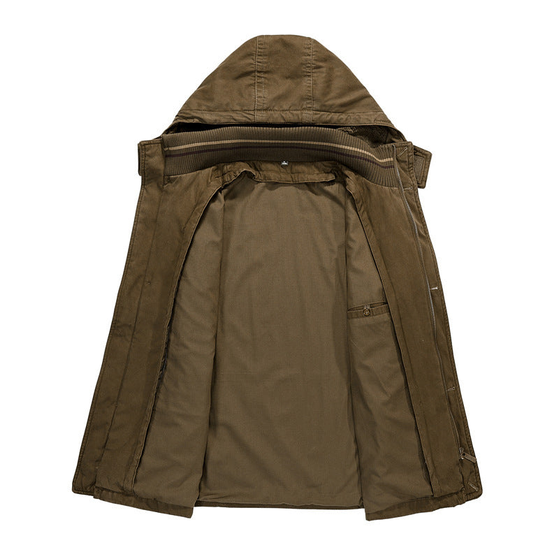 Men's hooded parka with teddy lining and multifunctional utility pockets Chichicherry