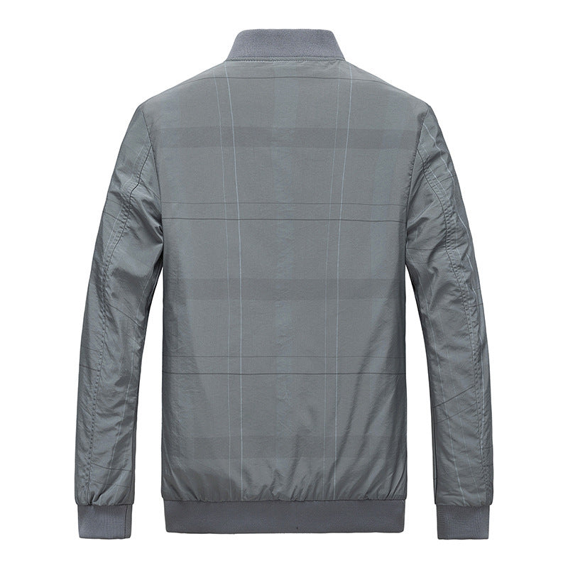 Men's lightweight nylon bomber jacket with striped lining, zippered pockets, and ribbed cuffs Chichicherry