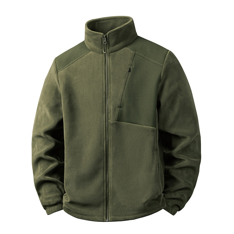 Men's fleece jacket with stand-up collar and reinforced shoulder panels Chichicherry