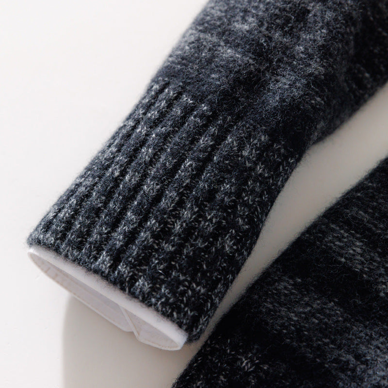 Men's Casual Zip Mock Neck Sweater made from Wool Blend with Brushed Mohair Look and Stand-up Collar Chichicherry