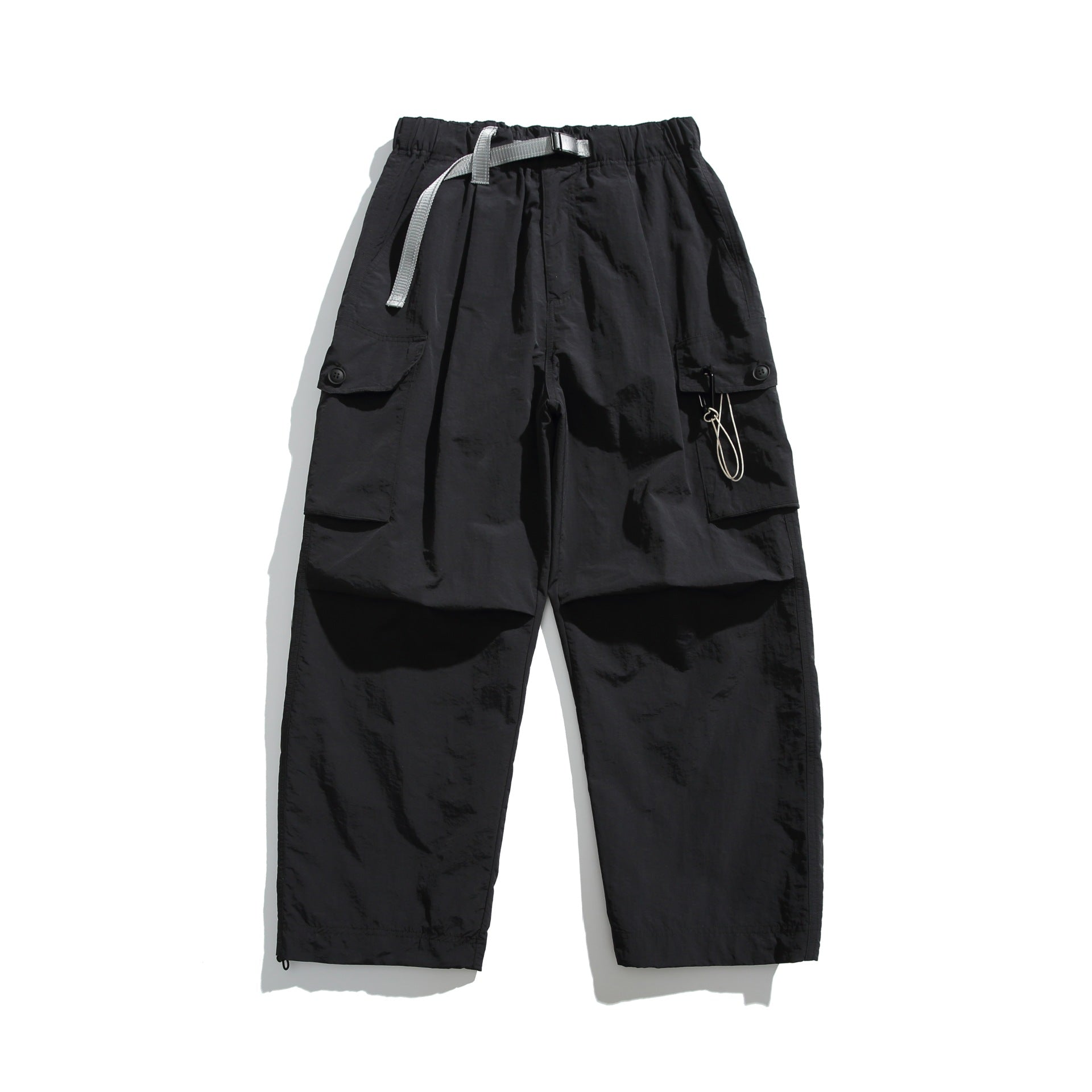 Men's cargo pants in utility style with elastic waistband and integrated belt Chichicherry