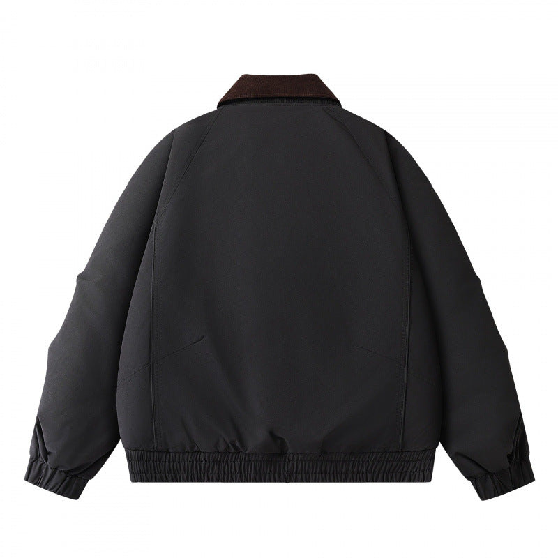 Men's Boxy Short Jacket with Cord Collar, Double Front and Drawstring Hem Chichicherry