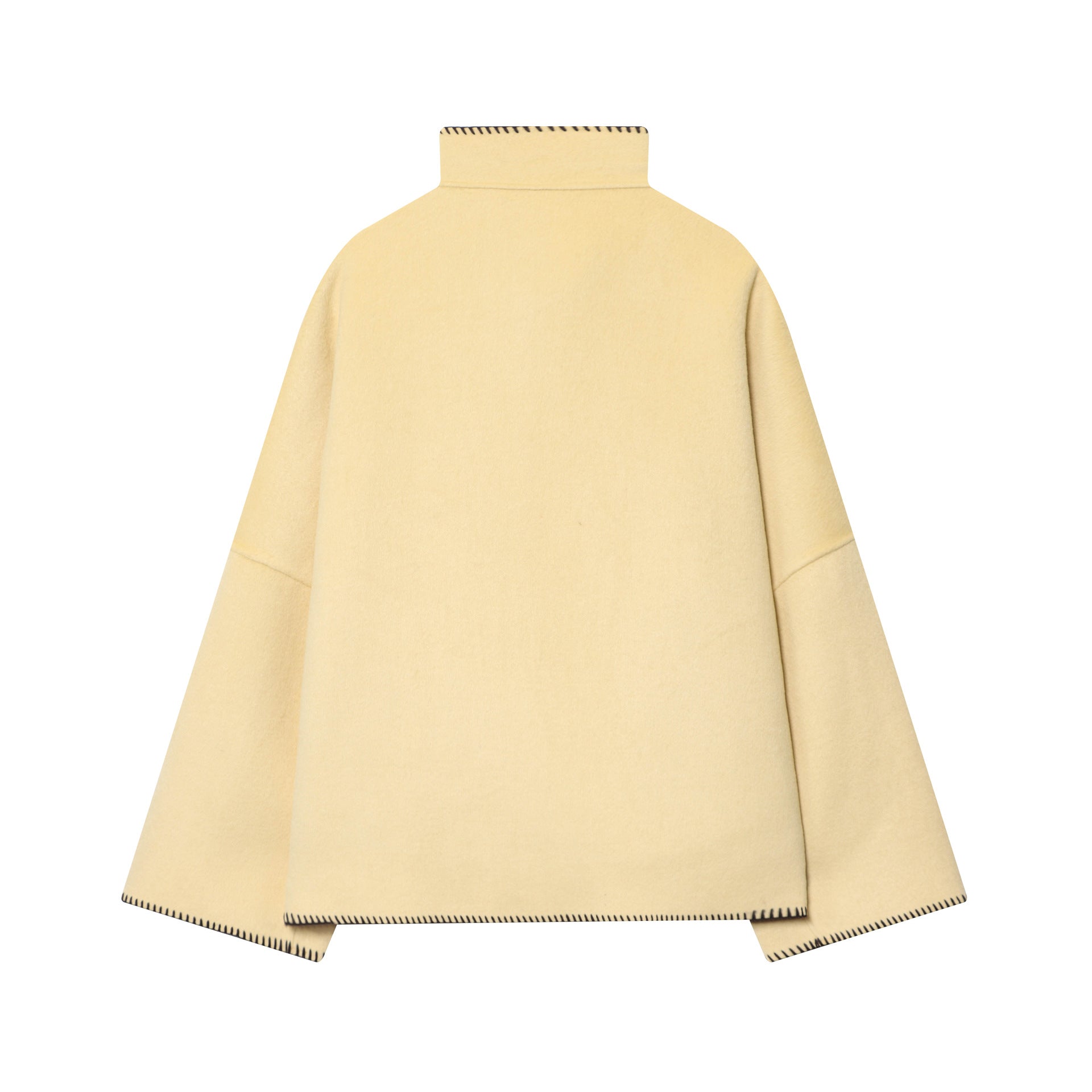 Women's cape coat with stand-up collar, asymmetric button placket and decorative seam Chichicherry