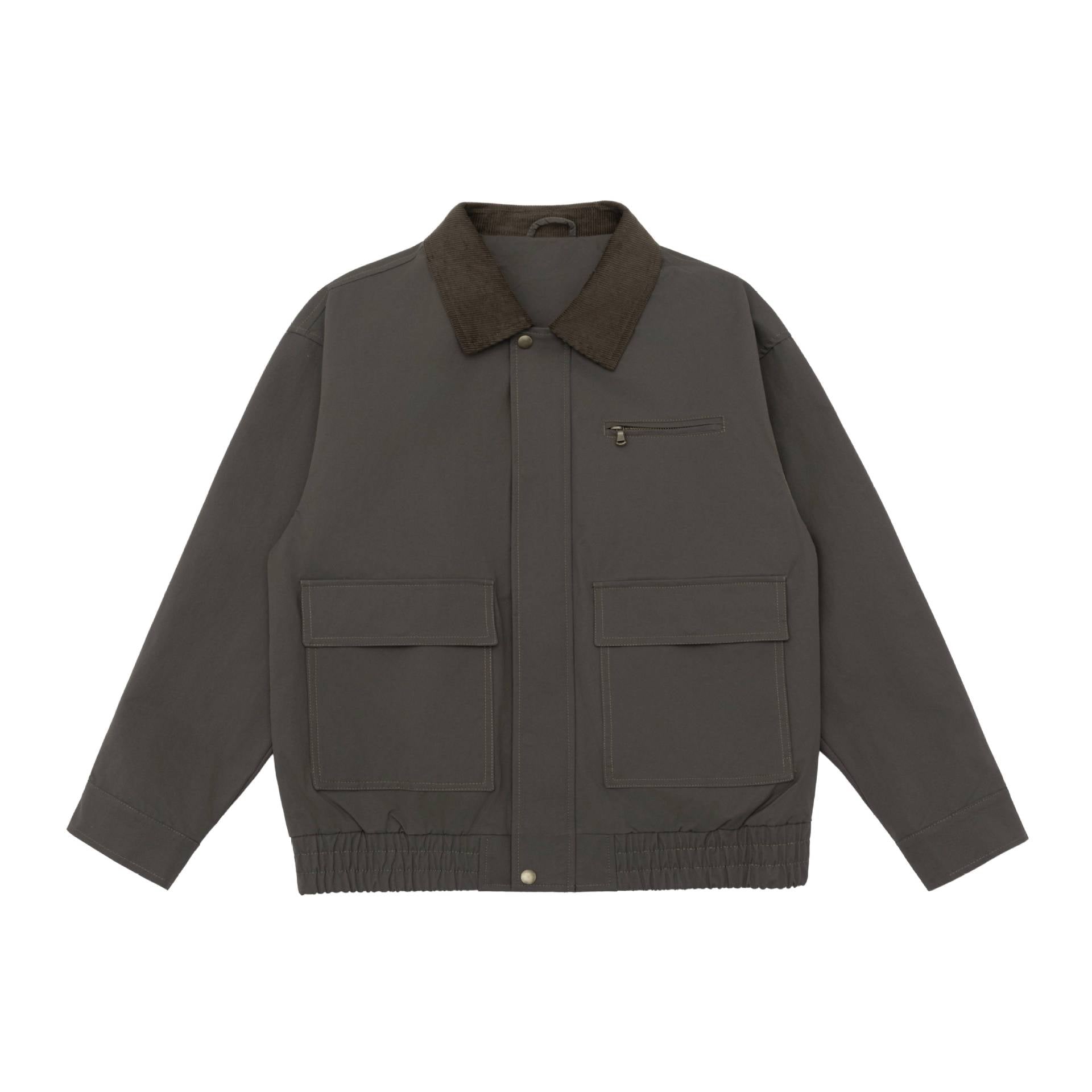 Men's Oversized Workwear Jacket with Cord Collar and Large Flap Pockets Chichicherry
