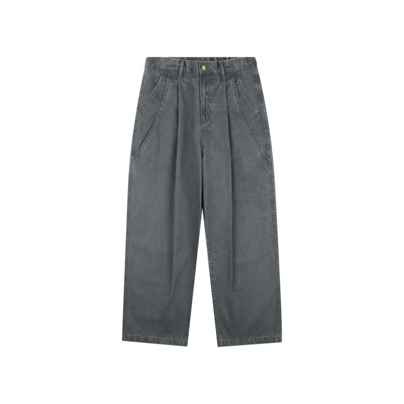 Women's High-Waisted Culotte Pants with Wide Leg, Pleats and Soft Denim Feel Chichicherry