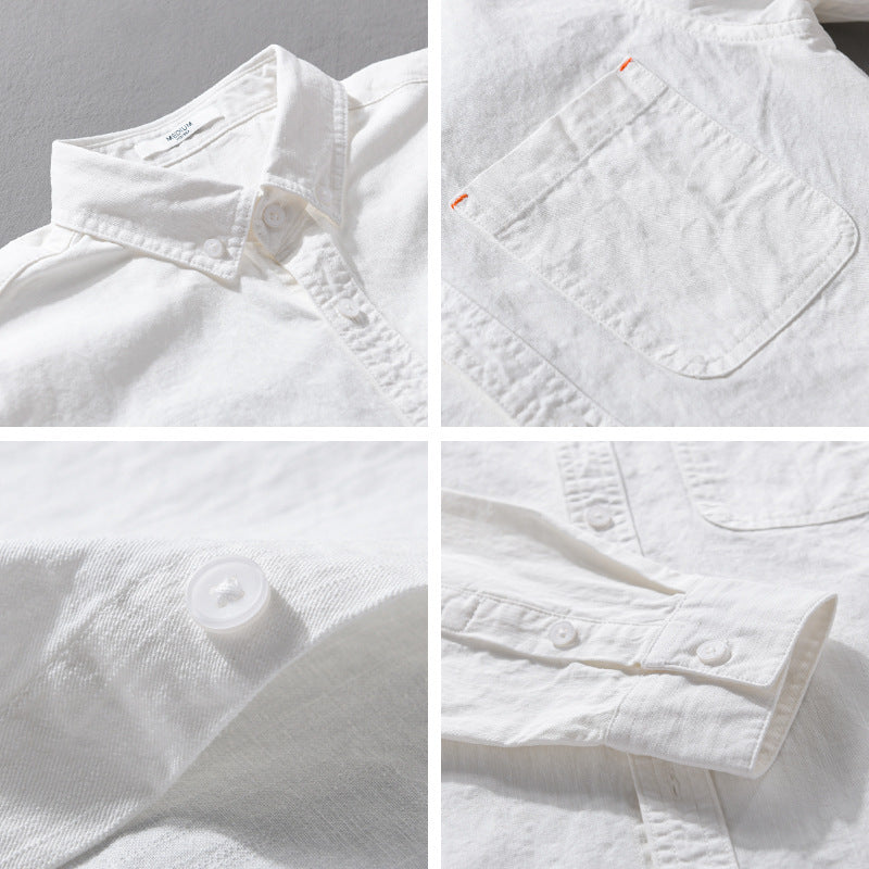 Men's Lightweight Cotton Overshirt in Shirt Jacket Style with Chest Pocket and Button-Down Collar Chichicherry