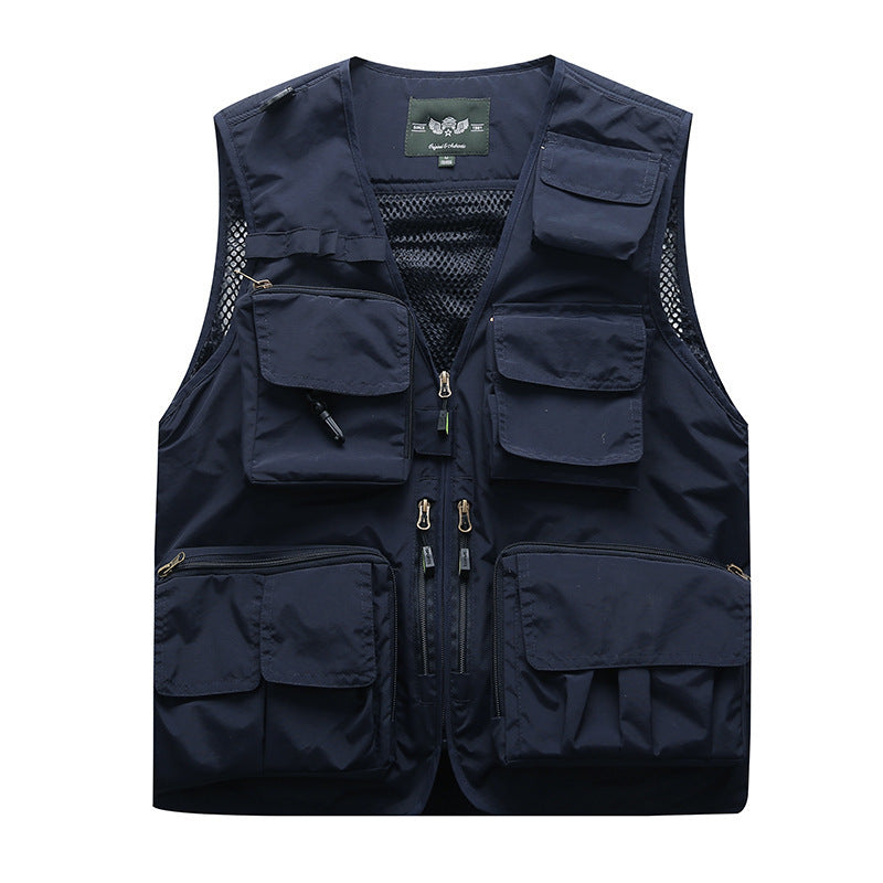 Men's multifunctional utility vest with numerous pockets and mesh back Chichicherry