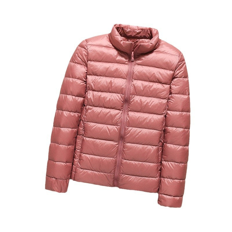 Women ultralight quilted down jacket with stand-up collar and zipper Chichicherry