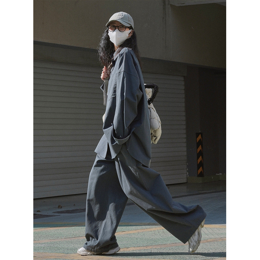 Ladies Extra Wide High-Waist Cotton Twill Palazzo Pants with Elastic Waistband and Side Pockets Chichicherry