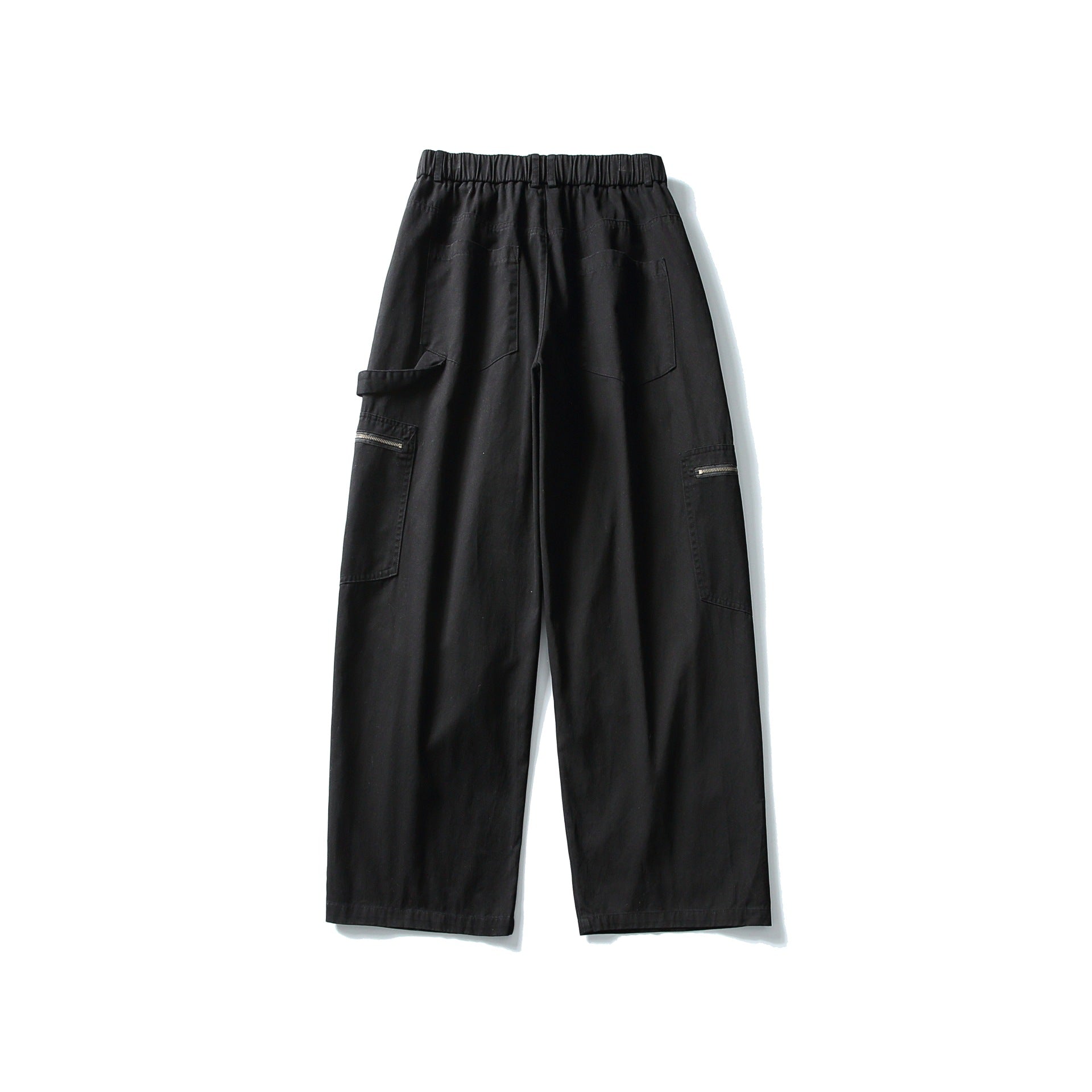 Women's Utility Cargo Pants with Wide Leg, High Elastic Waistband and Zipper Pockets Chichicherry