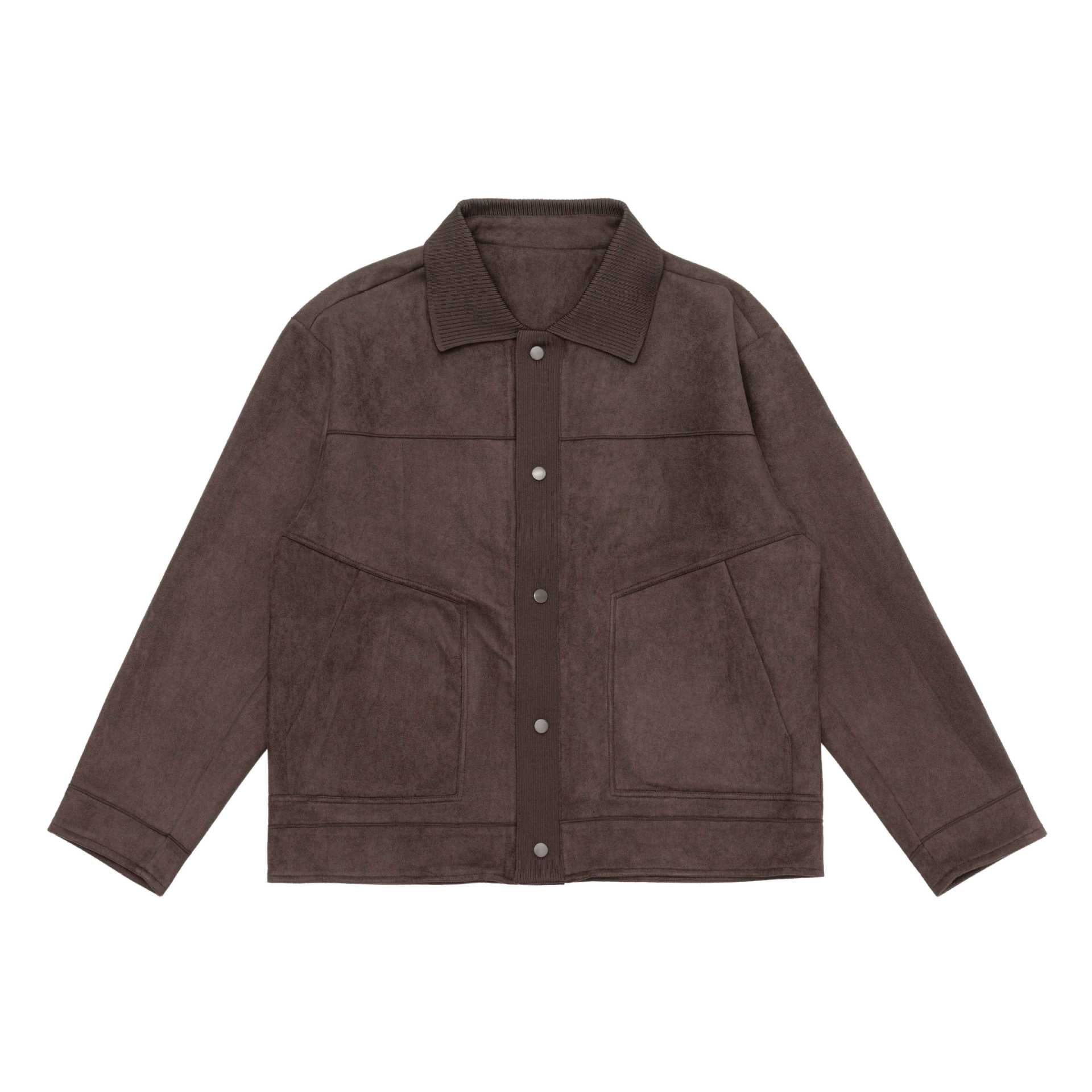Men's overshirt jacket made of textured velour with ribbed collar Chichicherry