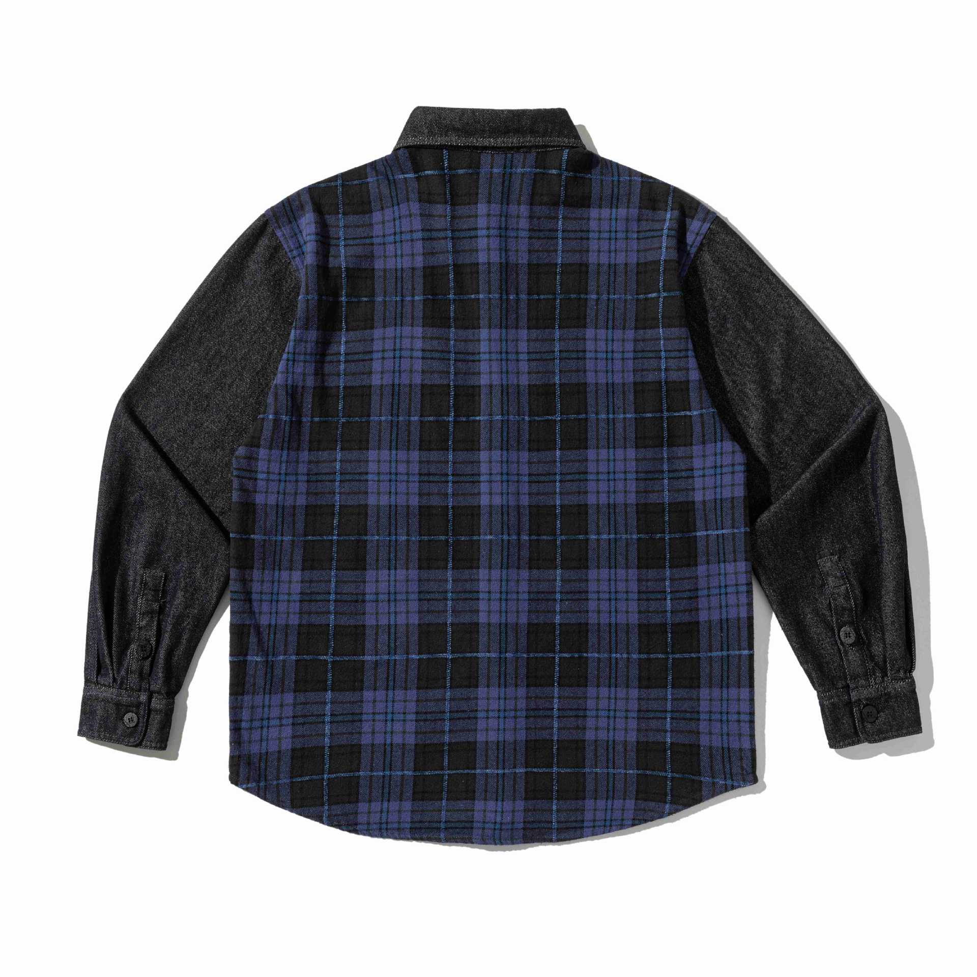 Men's checkered transition shirt with contrast sleeves and patch chest pockets Chichicherry