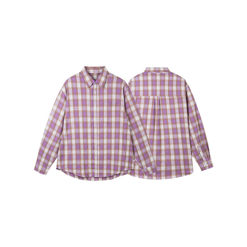 Women Oversized Check Shirt with Longline Cut, Chest Pocket and Rounded Hem Chichicherry
