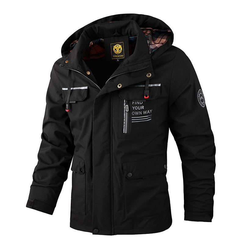 Men's water-repellent field parka with hood, insulating lining, and multifunctional pockets Chichicherry