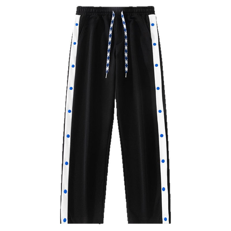 Men's jogging pants with snap button side stripes, elastic waistband & drawstring Chichicherry