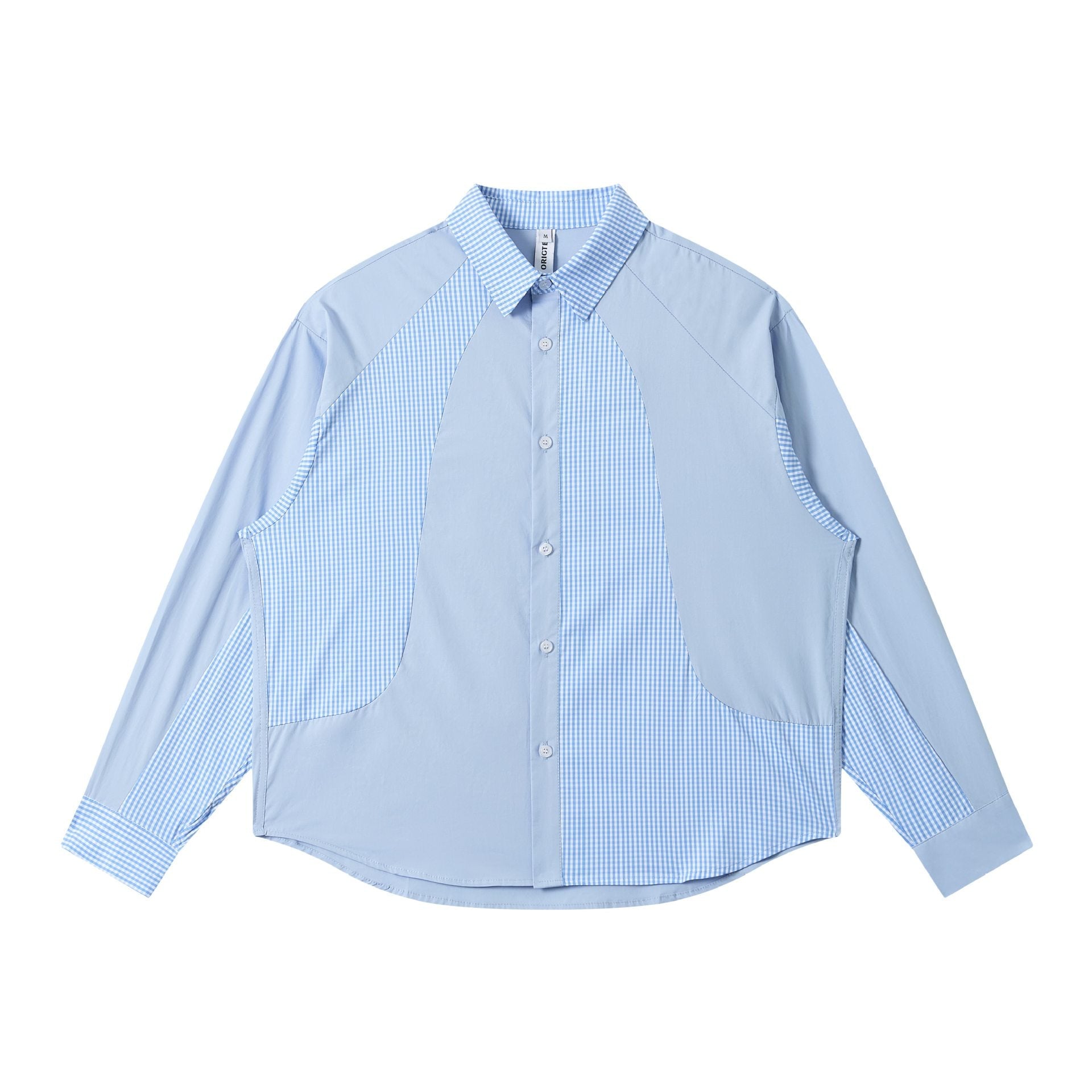 Women's Oversized Shirt with Check Panels and Raglan Sleeves Chichicherry