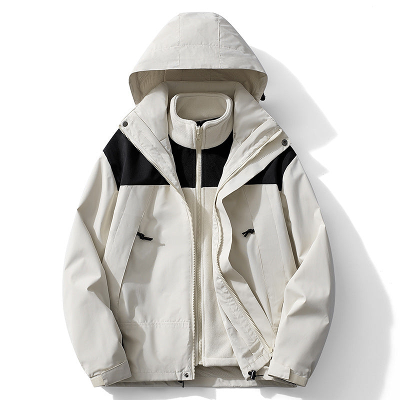 Men's two-layer softshell trekking jacket with removable fleece inner jacket and hood Chichicherry