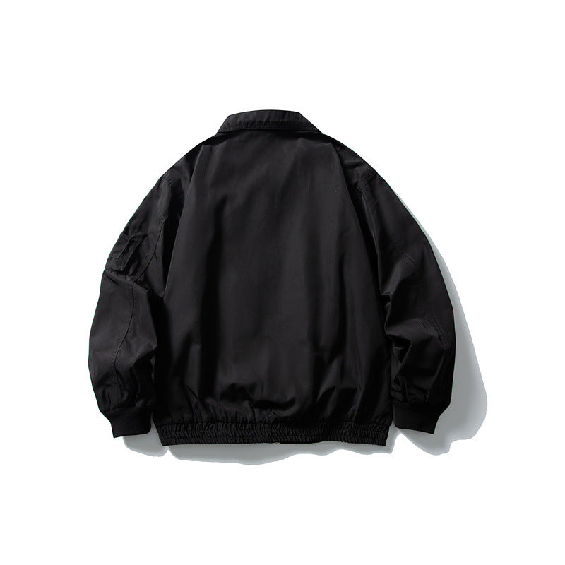 Men's Lightweight Utility Zip Jacket with Zipper, Arm Pocket and Elastic Hem Chichicherry