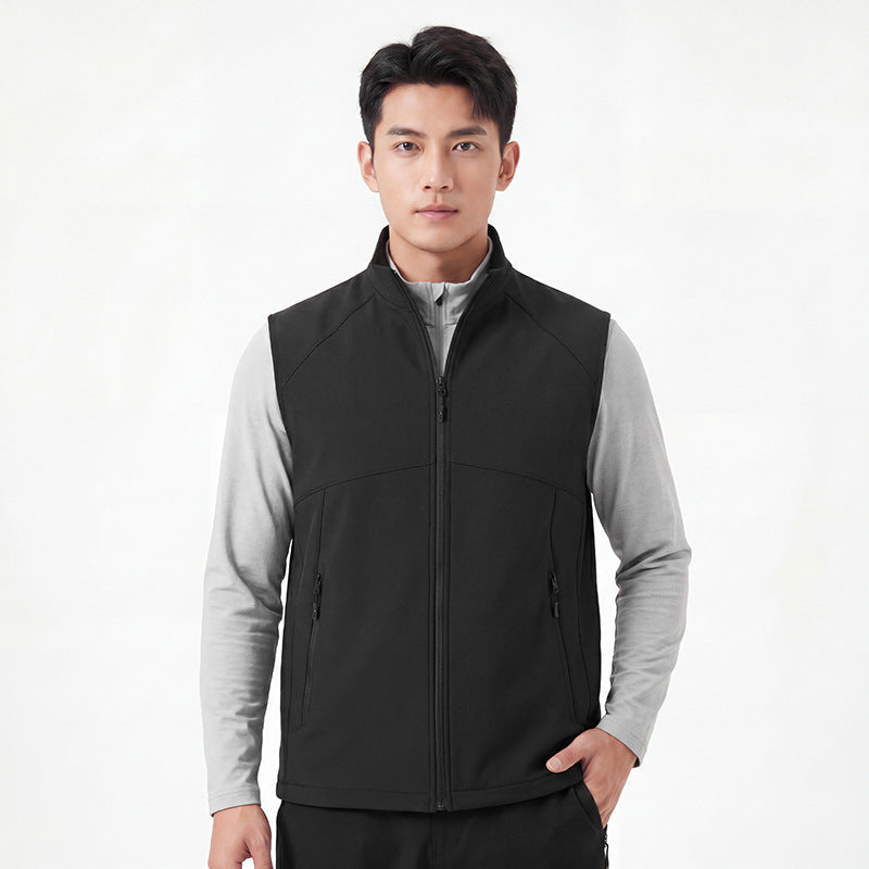 Men's softshell vest with stand-up collar, windproof performance softshell and structured inner side Chichicherry