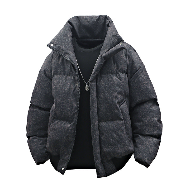 Men's short padded quilted jacket with high stand-up collar and matte structured optics Chichicherry