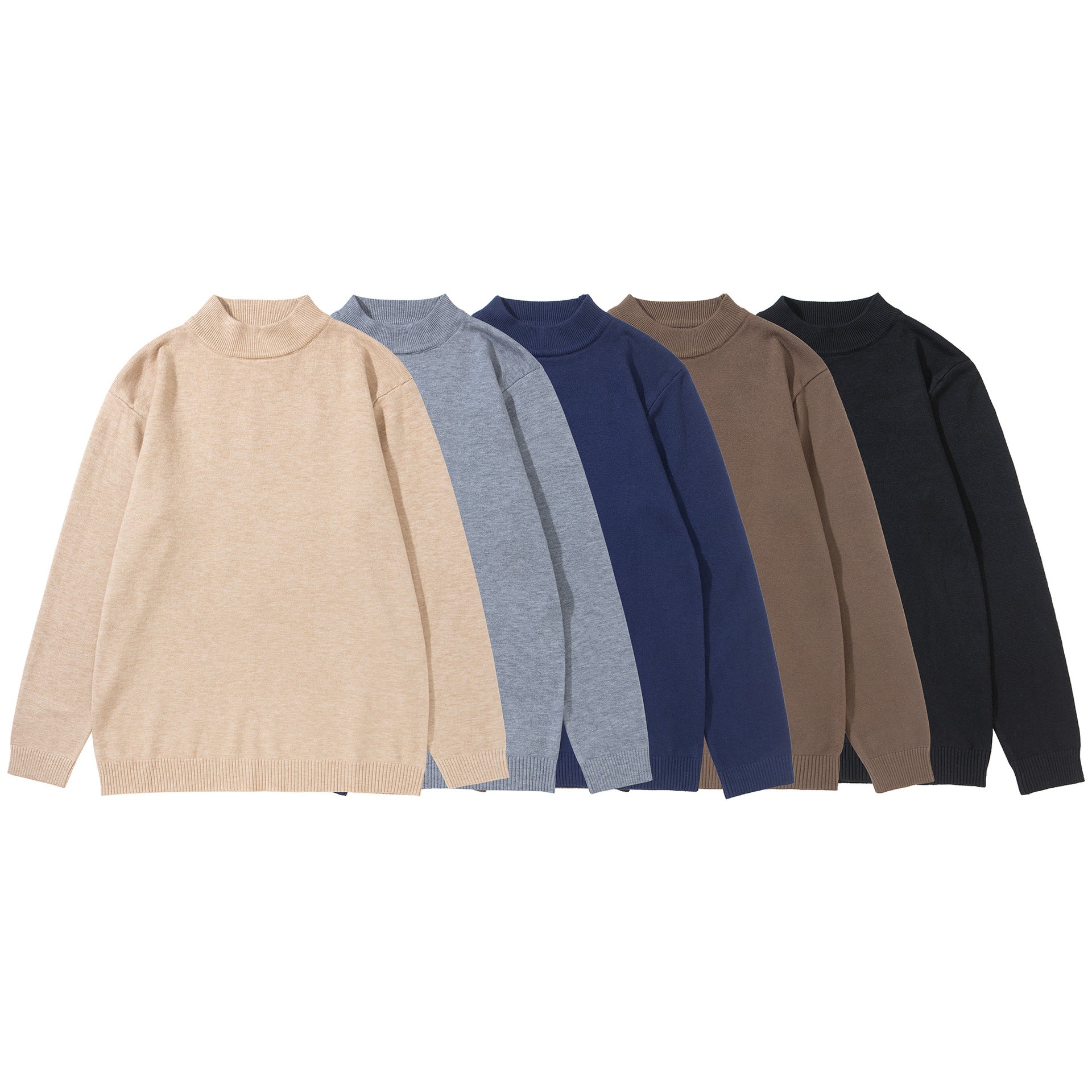 Unisex Minimalist Fine Knit Mockneck with Extra Wide Ribbed Hem Chichicherry