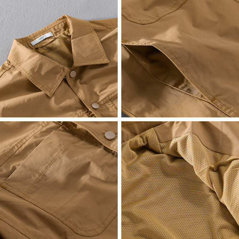 Men's Lightweight Cotton Overshirt with Kent Collar, Patch Chest Pockets and Relaxed Fit Chichicherry