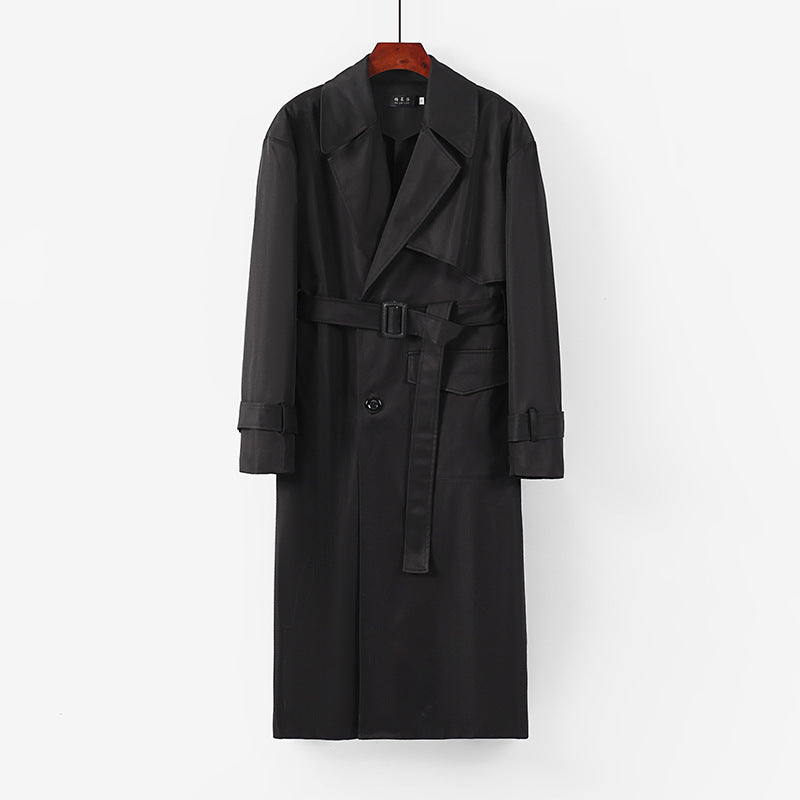Women Longer tailored trench coat with tie belt and wide shawl collar Chichicherry