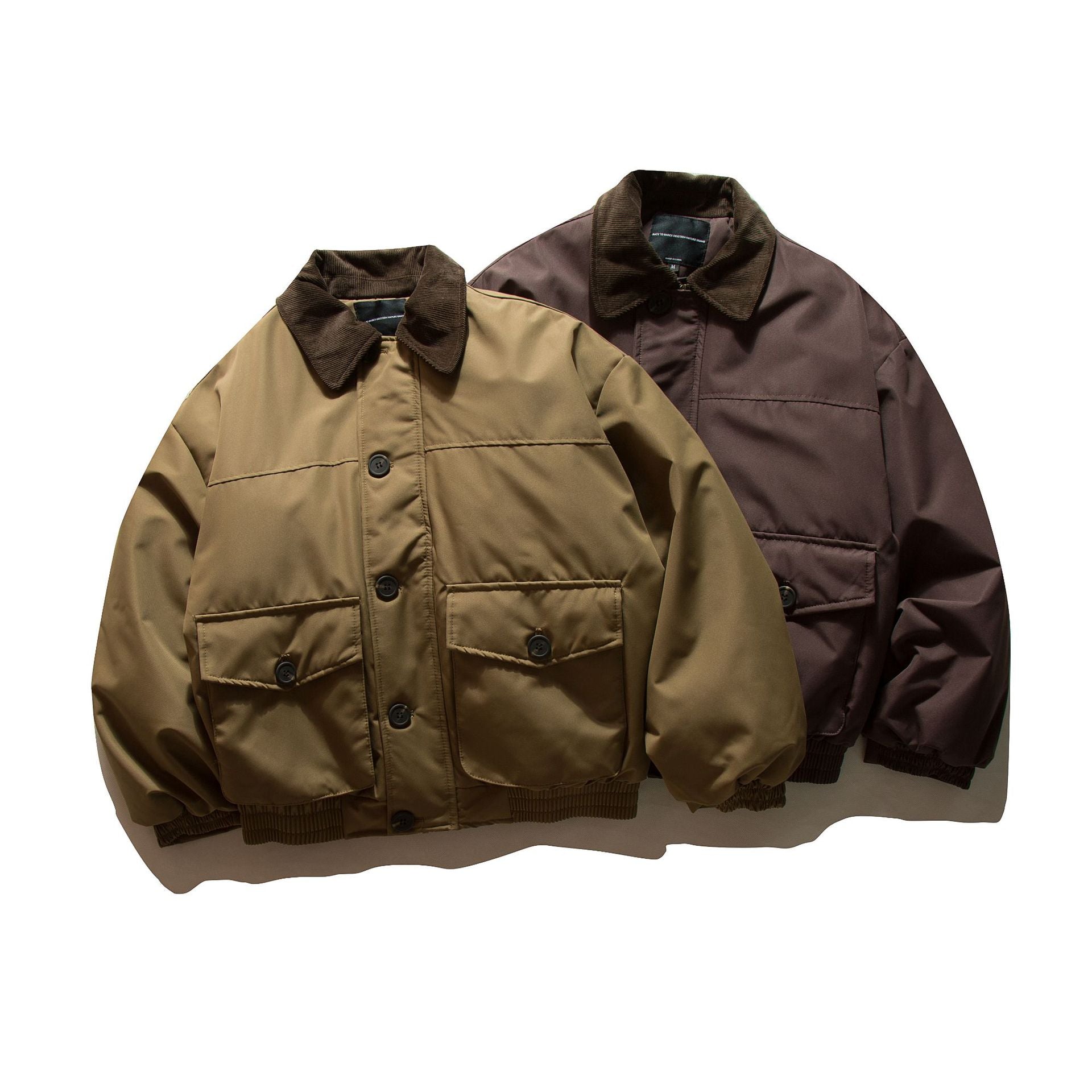 Men's short-cut thermal insulated field blouson with cord collar and spacious flap pockets Chichicherry