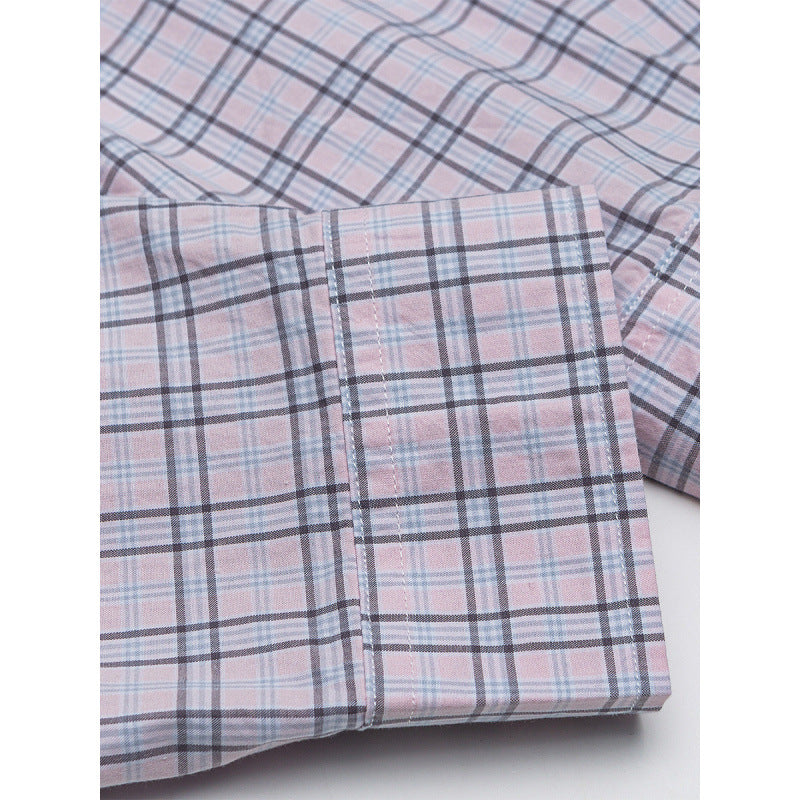 Women Checked Oversize Shirt with Asymmetrical Chest Pocket and Rounded Hem Chichicherry