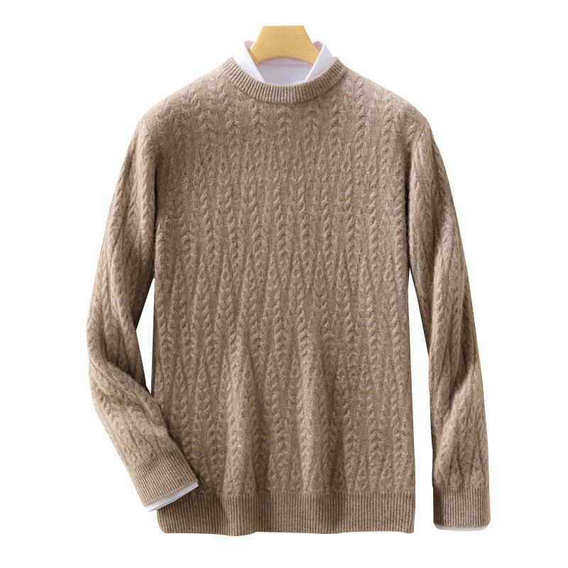 Men's premium cable knit sweater with round neck and merino blend Chichicherry