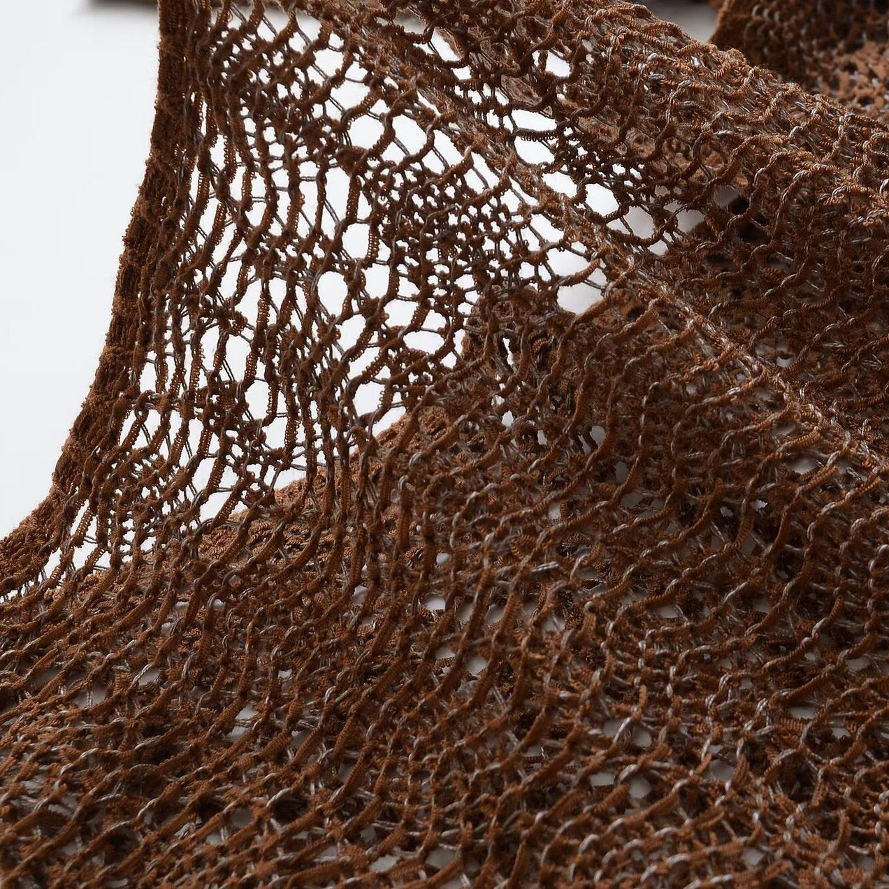 Women's Loose Crocheted Cropped Sweater with Wide Fit Chichicherry